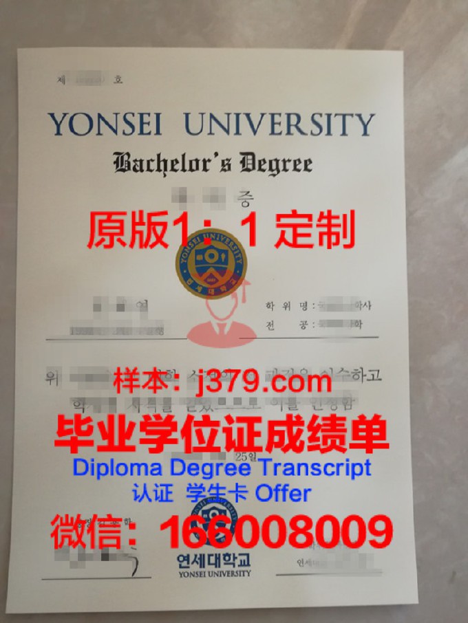 延世大学分校毕业证图片(延世大学原州校区毕业证)